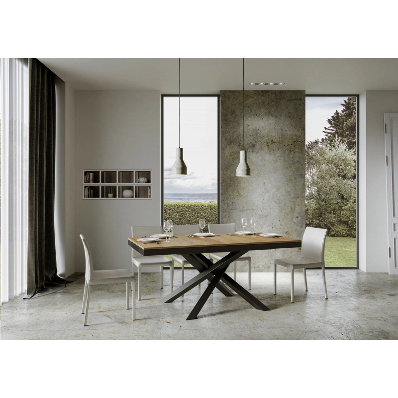 Tavolo allungabile 90x180/440 cm Volantis Evolution telaio Antracite - Quercia Natura