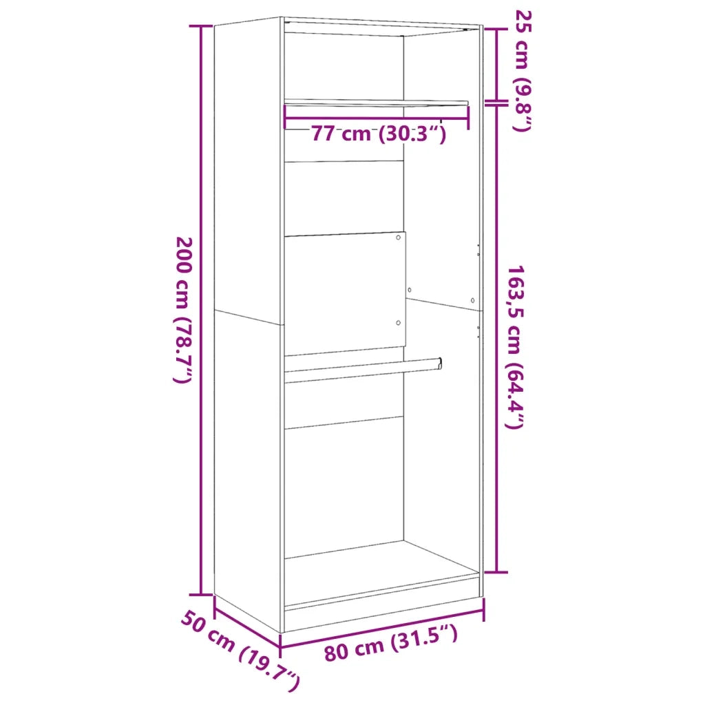 Armadio Bianco 80x50x200 cm in Legno Multistrato CFW9827002
