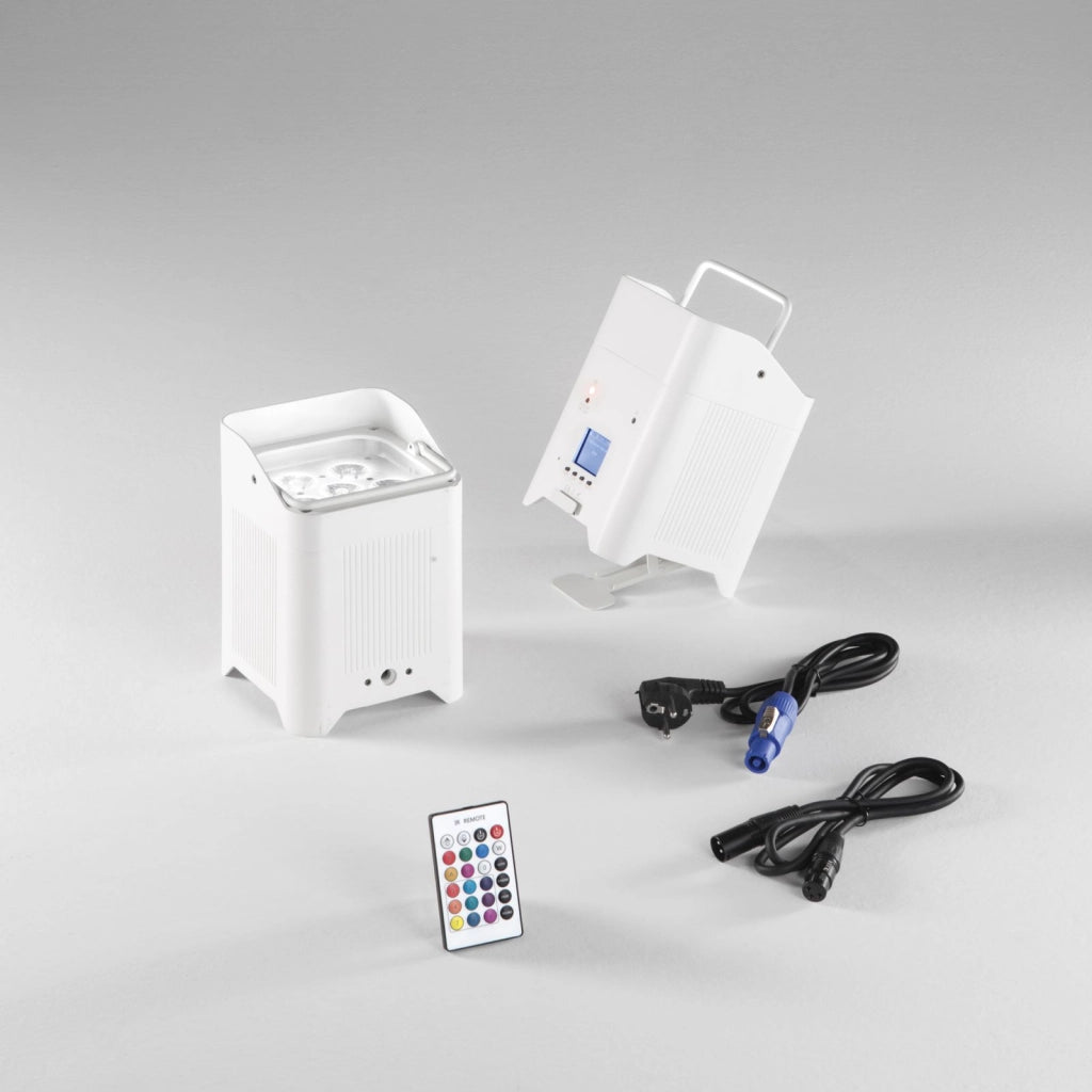 PROIETTORE LED SHOW RICARICABILE 108W RGBW+UV Wi-Fi IP22 13,6X13,6X19,6CM