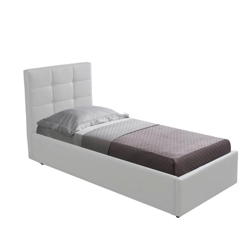 Letto singolo con contenitore Napoli bianco