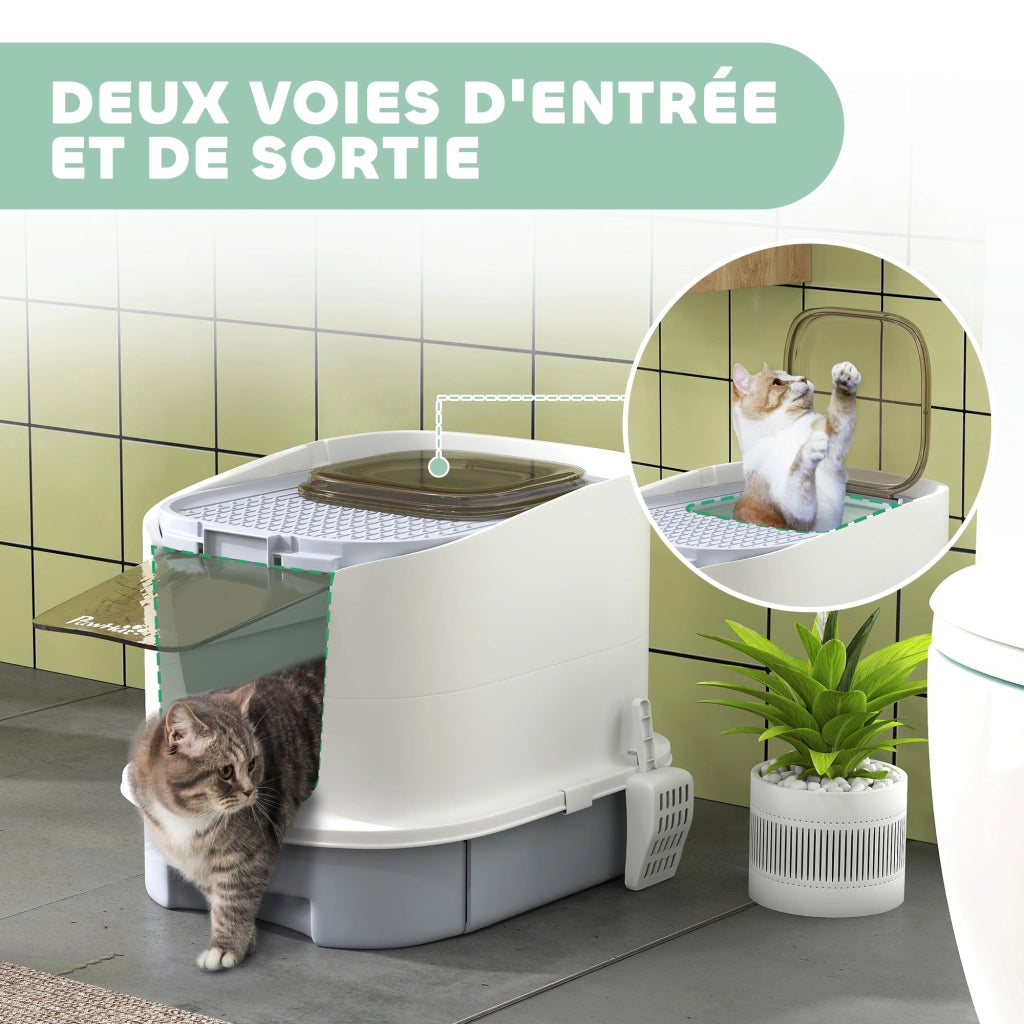 Casetta per gatti chiusa con porta ¨C zephmum ¨C 40.5x52.5x42.5 cm grigio