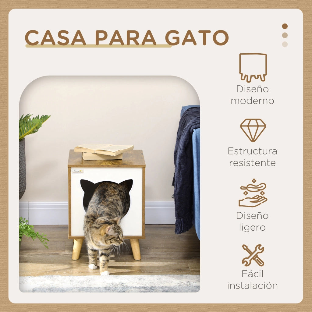 Libreria per Gatti in Legno con Cuscino Lavabile ¨C Zephmum ¨C 34x34x44,5 cm Marrone