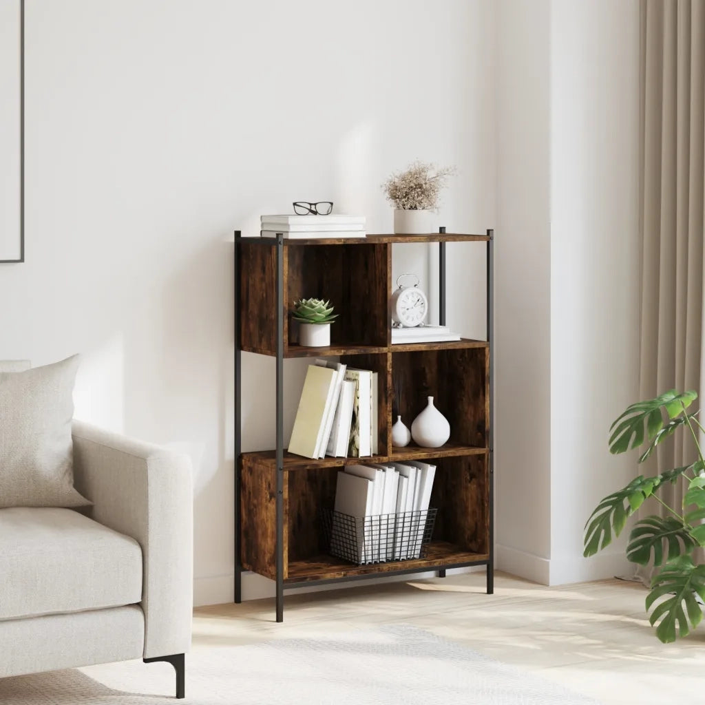 Libreria-Scaffale per Libri-Mobile di Stoccaggio Rovere Fumo 72x28x109 cm in Legno Multistrato