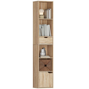 Libreria con cassetti e ripiani aperti ¨C zephmum ¨C naturale 30x24x158 cm