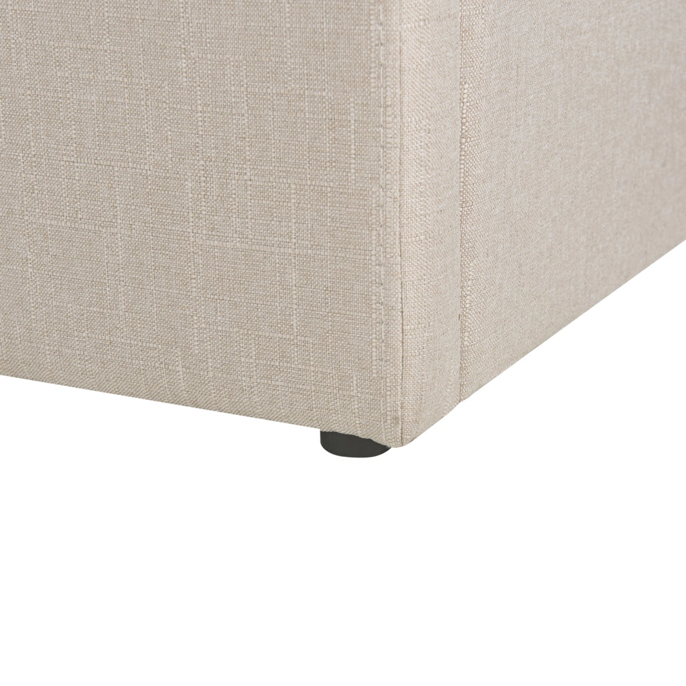 Letto a doghe in tessuto di poliestere beige imbottito ottomana contenitore 180 x 200 cm design moderno