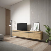 Mobile TV Soggiorno, 240x35x45cm, da appendere, colore Rovere RF3600