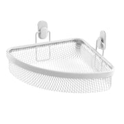 Mensola bagno angolare bianco in acciaio con 1 ripiano – Taki