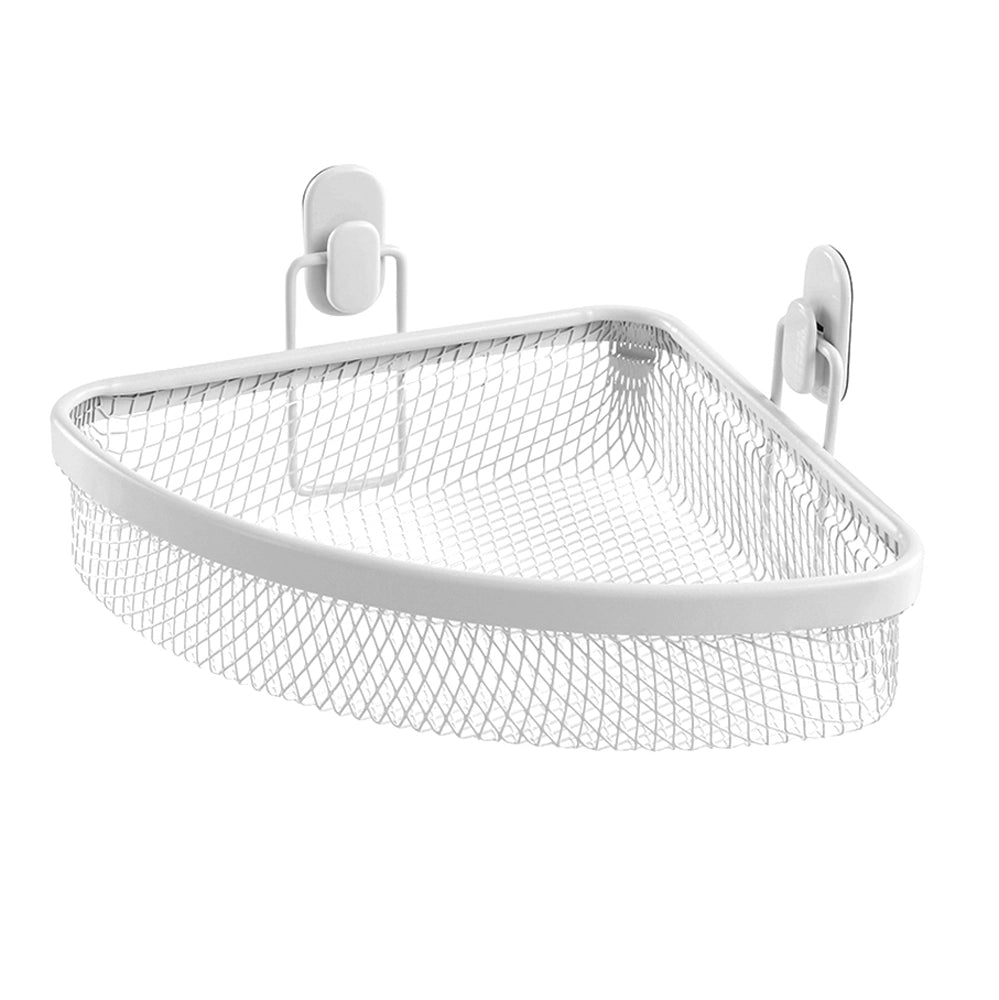 Mensola bagno angolare bianco in acciaio con 1 ripiano – Taki