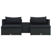 Set Divani da Giardino 5 pz con Cuscini in Polyrattan Nero 47813