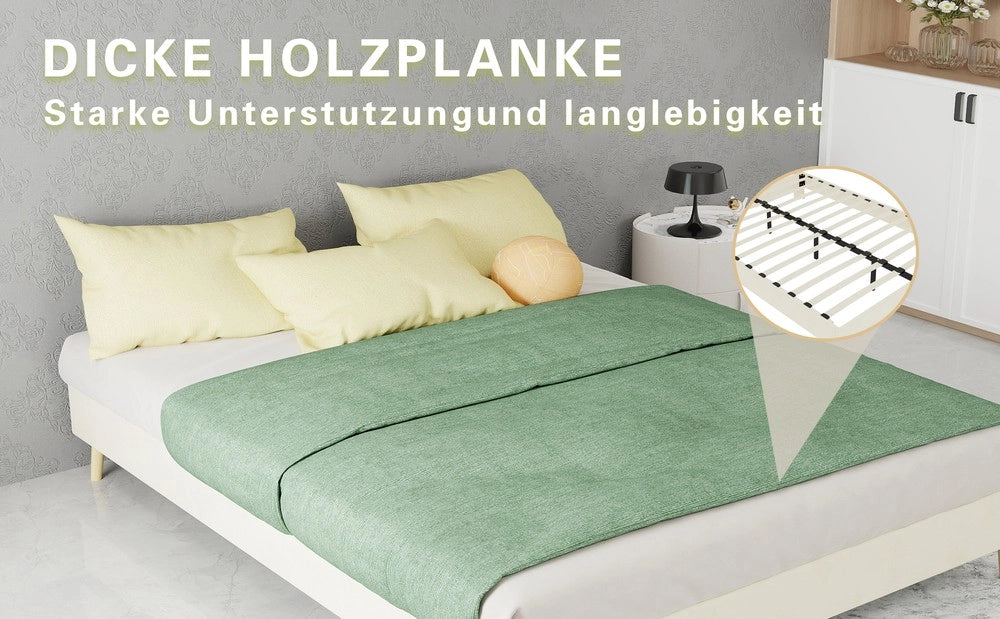 Letto Matrimoniale Imbottito ¨C MINIMAL ¨C Velluto Beige 140x200, Senza Testiera