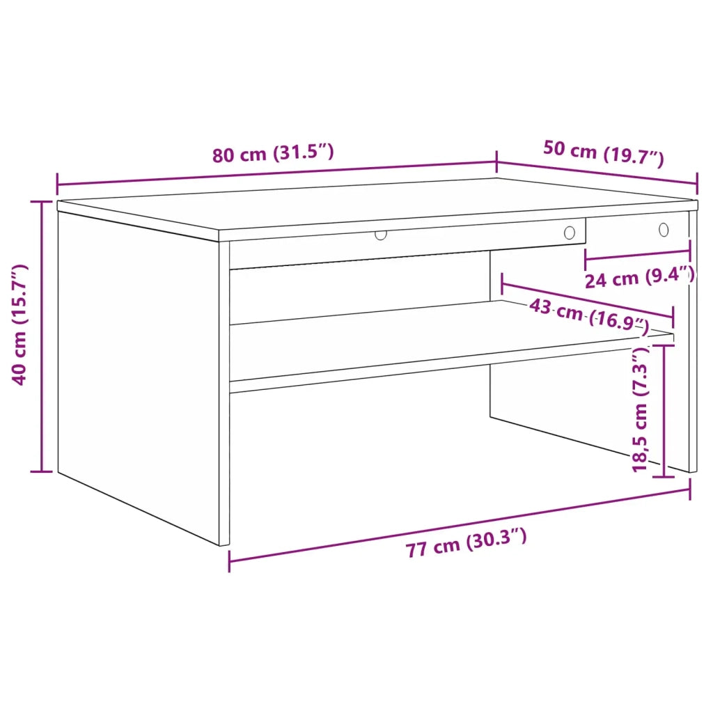 Tavolino da salotto Rovere fumé 80 x 50 x 40 cm 8000280