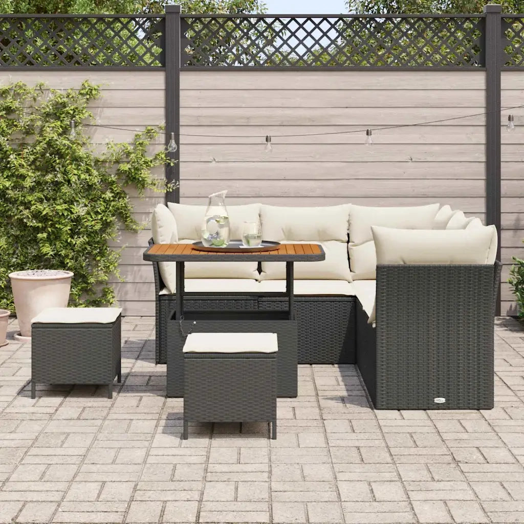 Set Divano da Giardino 8 pcs Nero polyrattan 3361485