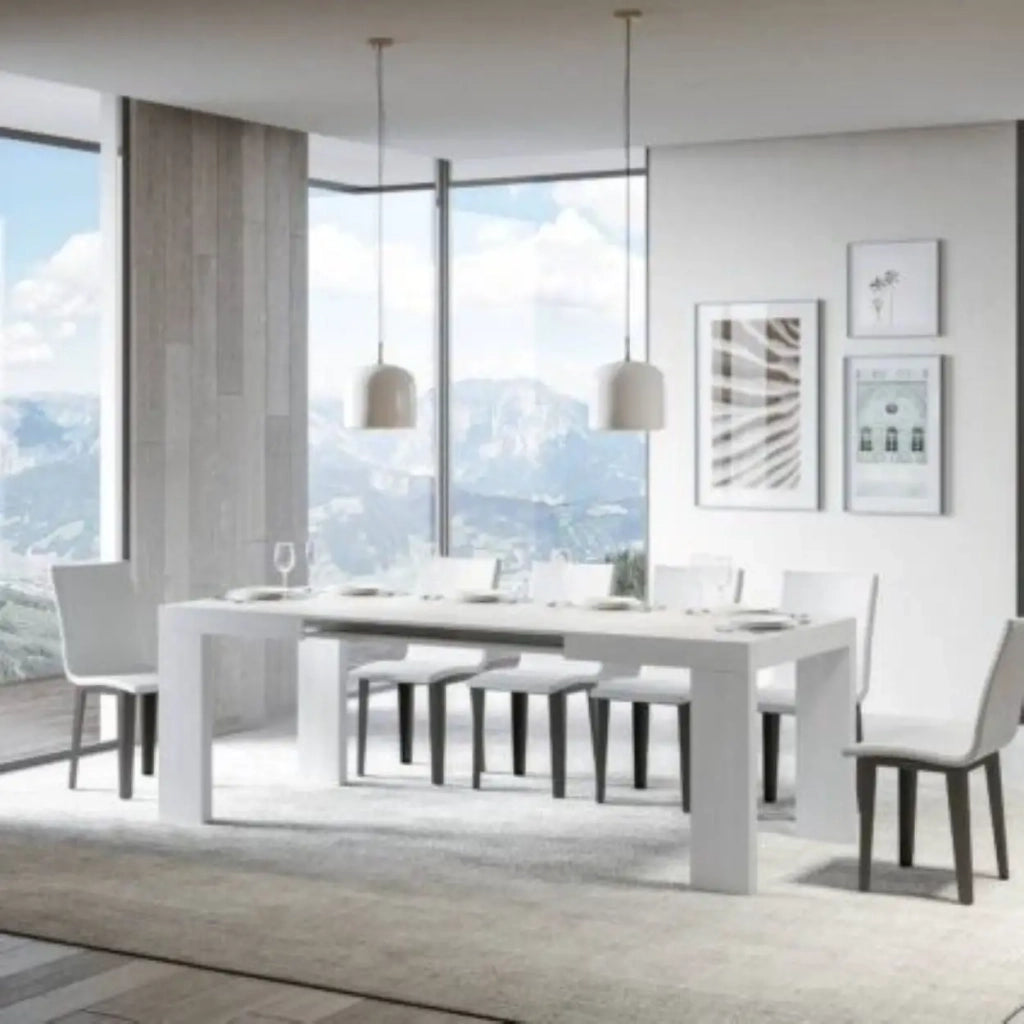 Tavolo allungabile 140/400x90 cm Roxell colore bianco frassino