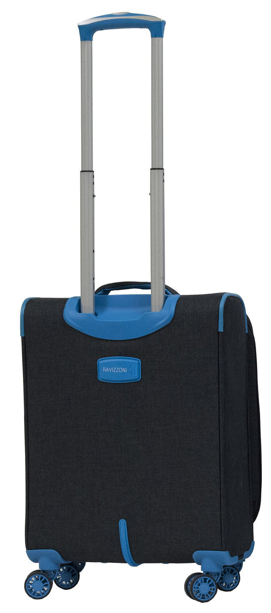 Trolley Valigia Bagaglio a Mano Morbida in Poliestere 4 Ruote TSA Ravizzoni Nettuno Nero