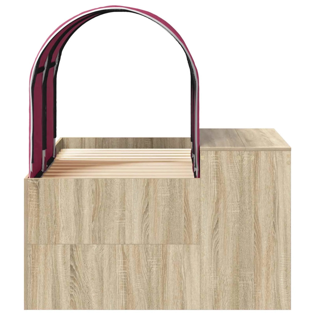 Letto con Tunnel 3 pz Rovere Artigianale e Rosso 3423519