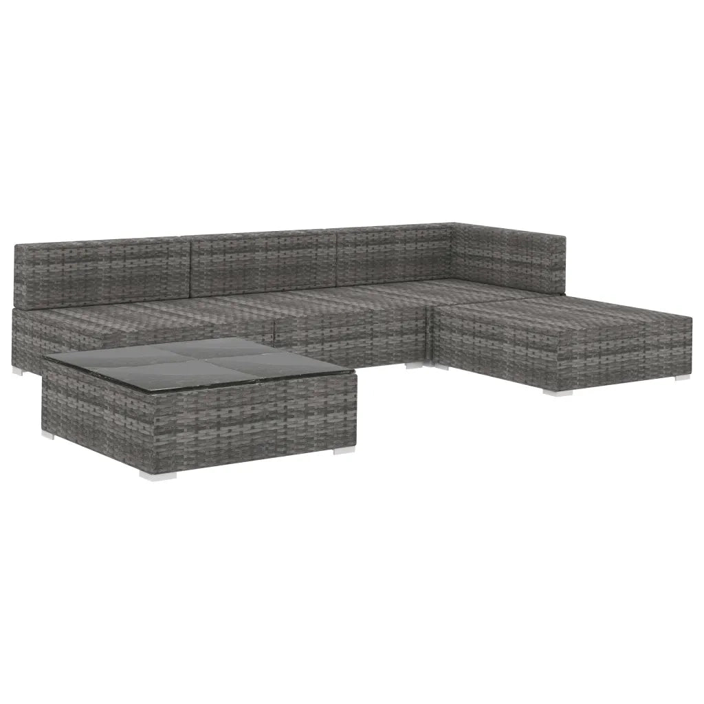 Set Divani da Giardino 5 pz con Cuscini in Polyrattan Grigio cod mxl 34962