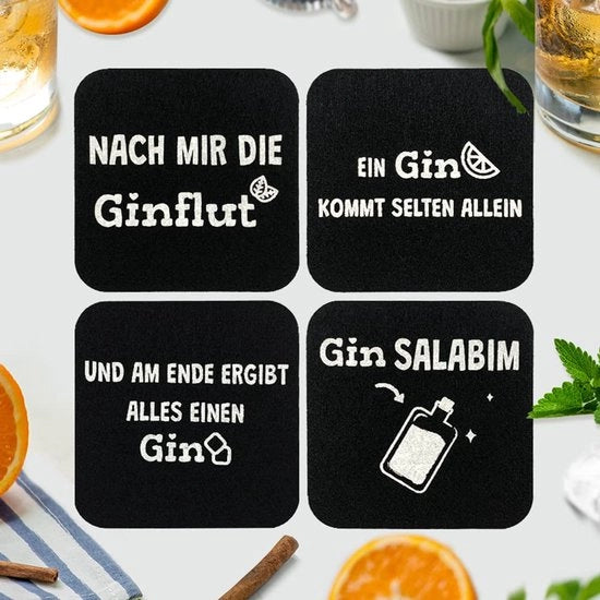 Set di Supporti per Bicchieri, Supporto per Bicchieri in Velluto con Frasi Divertenti per Bicchieri di Vino, Set di Supporti per Tavola per Amanti del Gin, Amanti del Gin, Bevitori di Gin, Regali di Compleanno, Regali di Natale