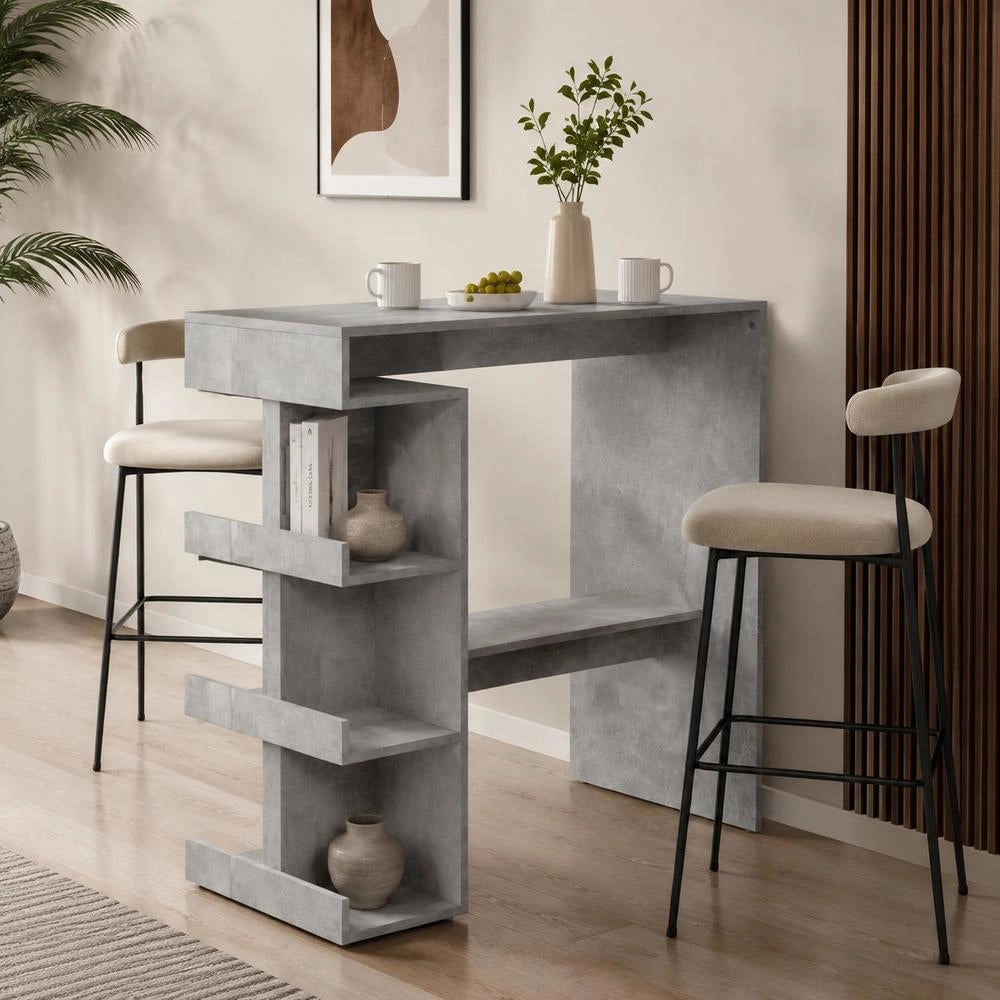 Bar Table With Shelf, Concrete Grey, 100x50x101.5 Cm, Engineered Wood