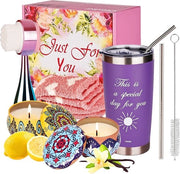 Regali per donne, regali di compleanno per donne, regalo per amica e madre, tazza di caffè per la strada, set di benessere, candele profumate, idea regalo per la Domenica delle Donne, Natale, San Valentino, blu.