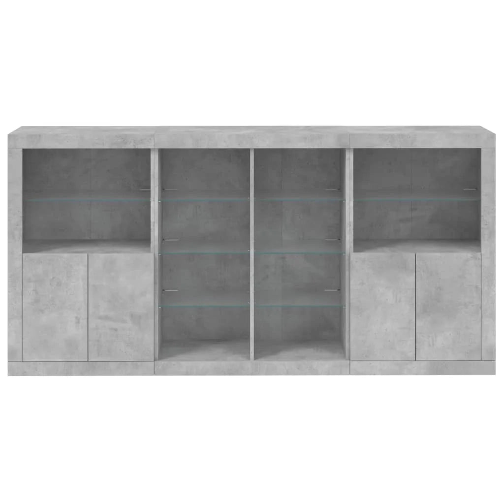 Buffet credenza cassettiera armadio mobile contenitore organizer per cucina soggiorno salotto con luci LED 202 x 37 x 100 cm grigio 02_0029989