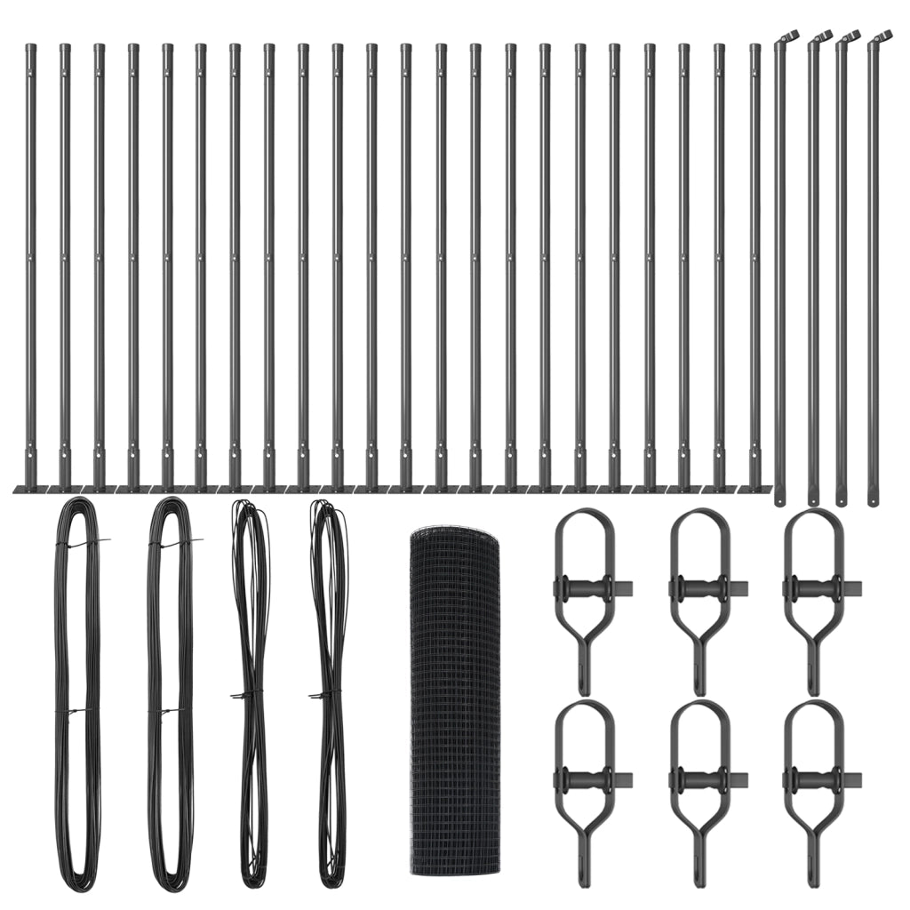 Recinto in Rete Saldato con 13 Postazioni Flangiate Grigio 0.8x100 m Acciaio