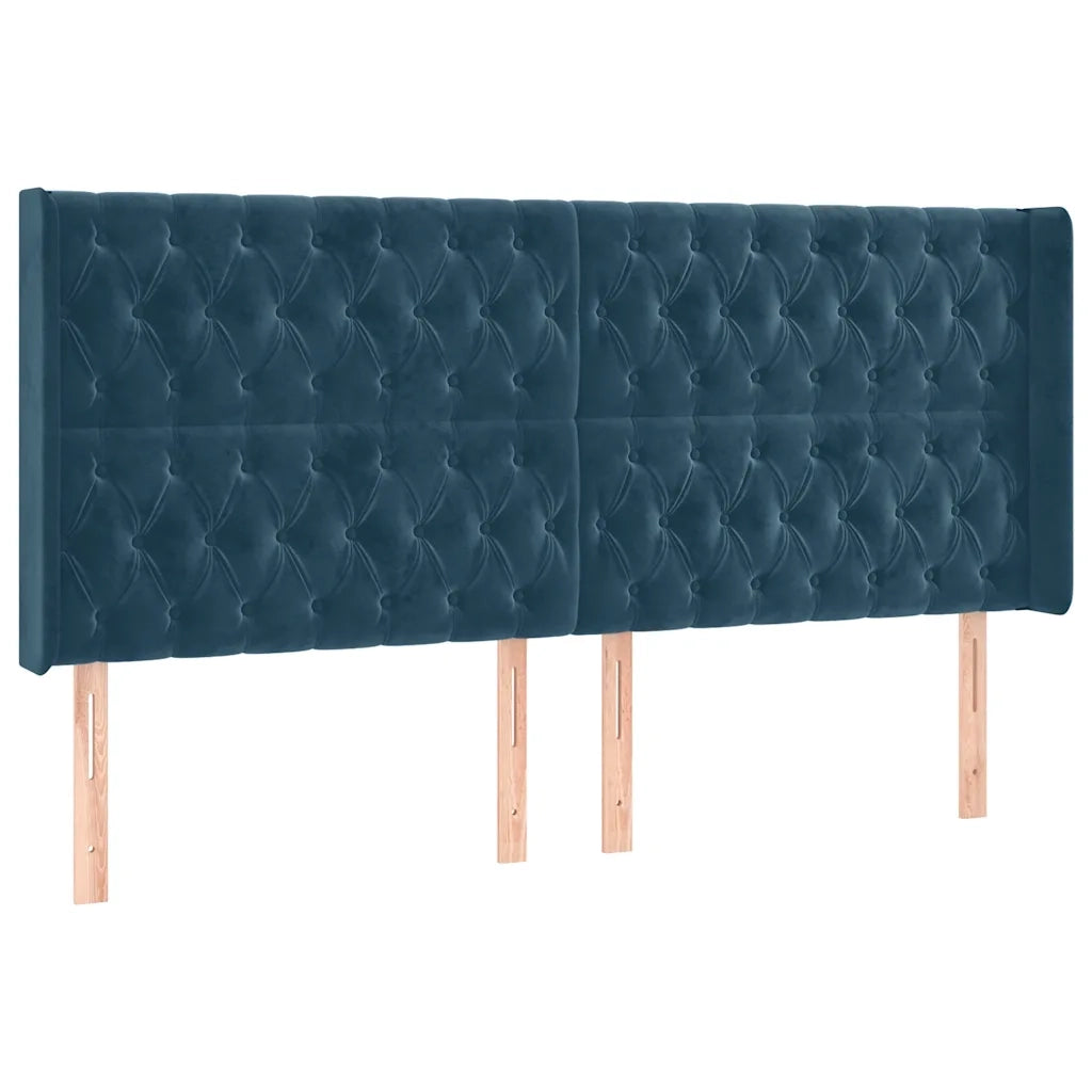 Testiera ad Orecchio Blu Scuro 183x16x118/128 cm in Velluto 3119980