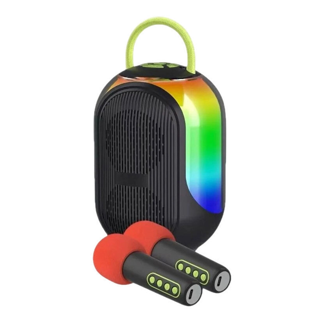 Trade Shop - Altoparlante Karaoke Bluetooth Wireless Portatile Con Microfoni Effetti Luce Rgb Q-yx133 -