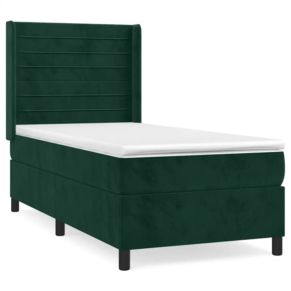 Giroletto a Molle con Materasso Verde Scuro 80x200 cm Velluto cod mxl 55955