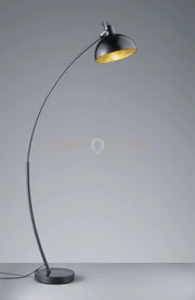 RECIFE PIANTANA ARCO NERA DIFFUSORE METALLO NERO INTERNO ORO H.155CM 1 LUCE ATTACCO E27