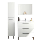 Florinas, set Mobili Bagno Specchio Incluso, Bianco Lucido