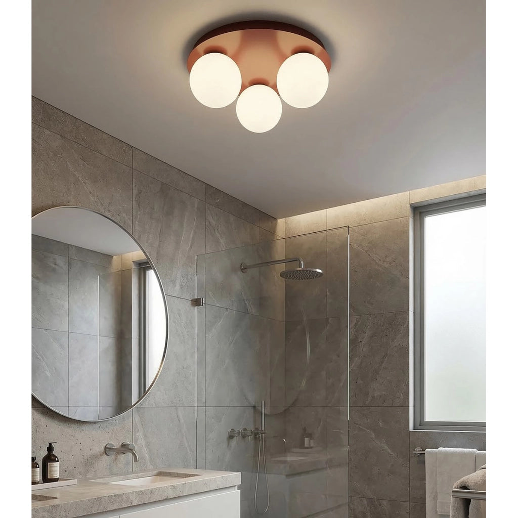 Lampada da soffitto SOLAR bordeaux con sfere in vetro opale