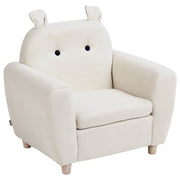 Sedia bianco sporco rivestita in lino con braccioli per bambini Design moderno