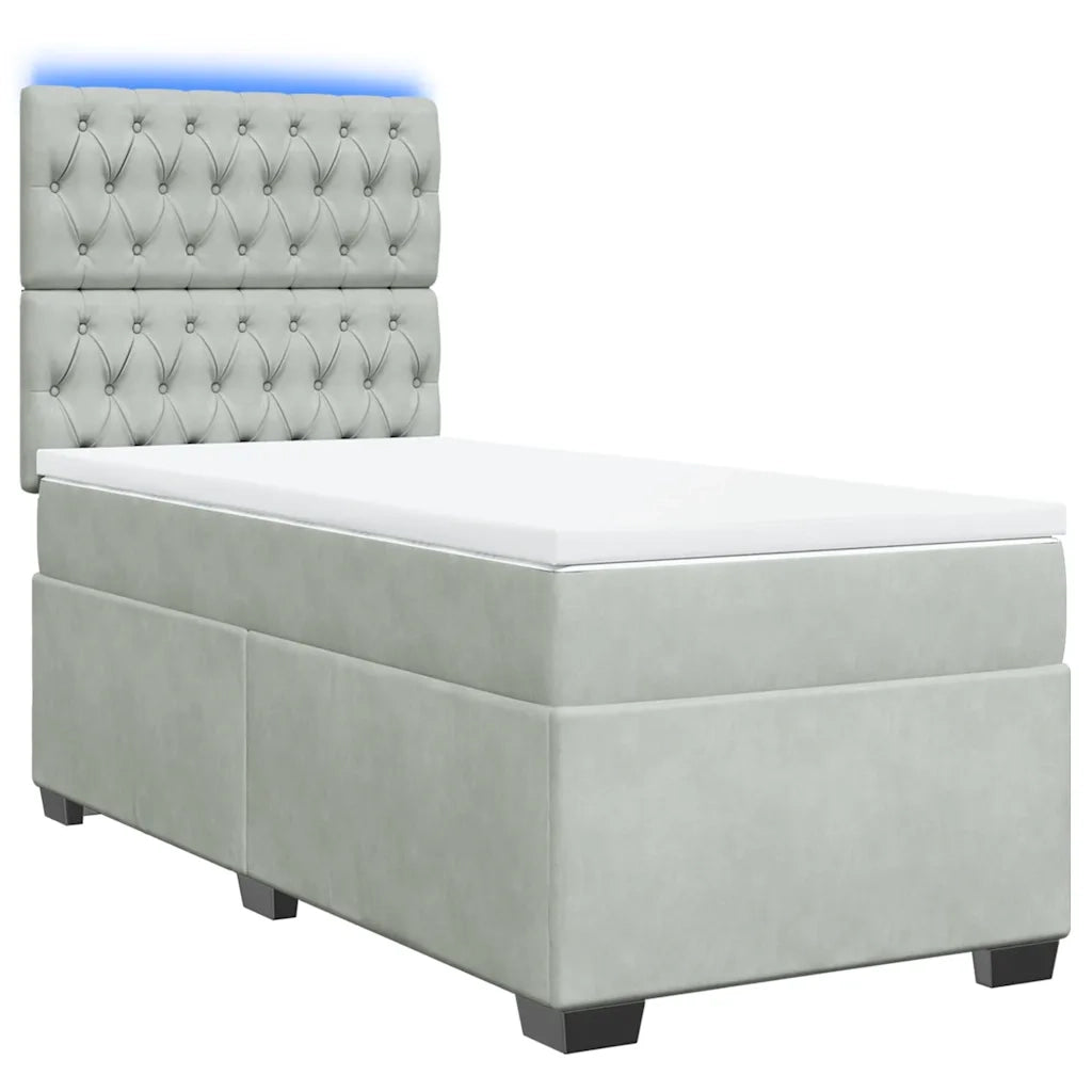 Giroletto a Molle con Materasso Grigio Chiaro 90x200 cm Velluto