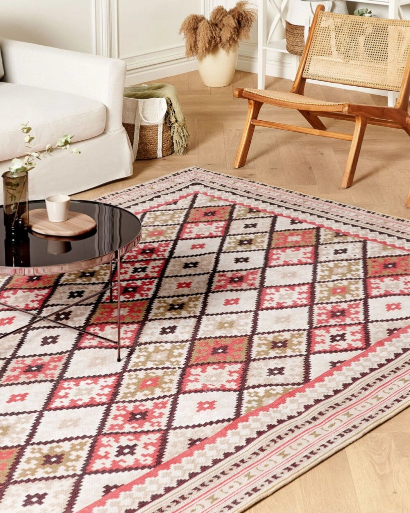 Tappeto in cotone con motivo geometrico 200 x 300 cm multicolore stile moderno camera da letto soggiorno