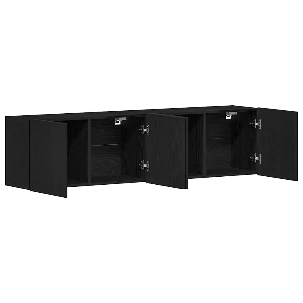 Mobili Porta TV 2 pz-Set di 2 Credenza per TV Rovere Nero 160x30x41 cm Legno Assicellare