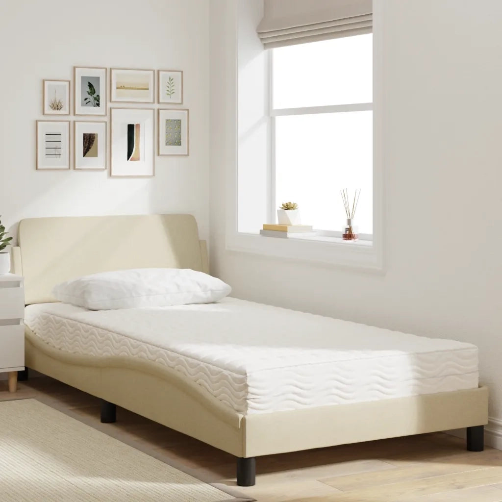 Letto con Materasso Dover Crema 100x200 cm in Tessuto 3208349