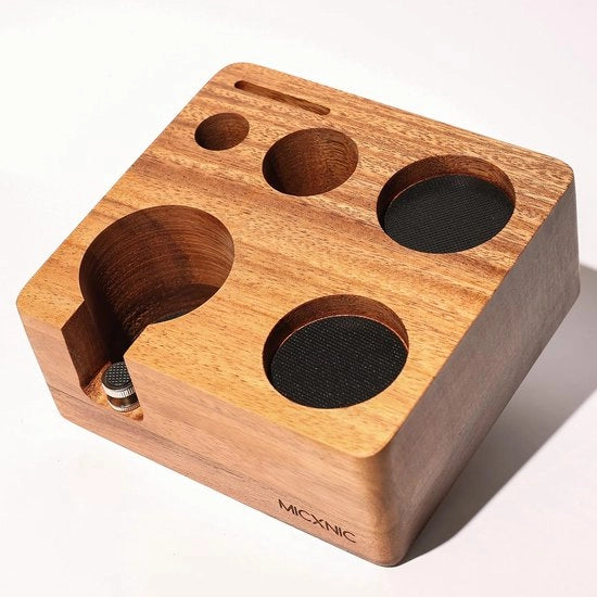Stazione per Tamponare Caffè 54mm, Tamponatrice in Legno di Walnoothout per Macchina per Caffè Barista Accessori