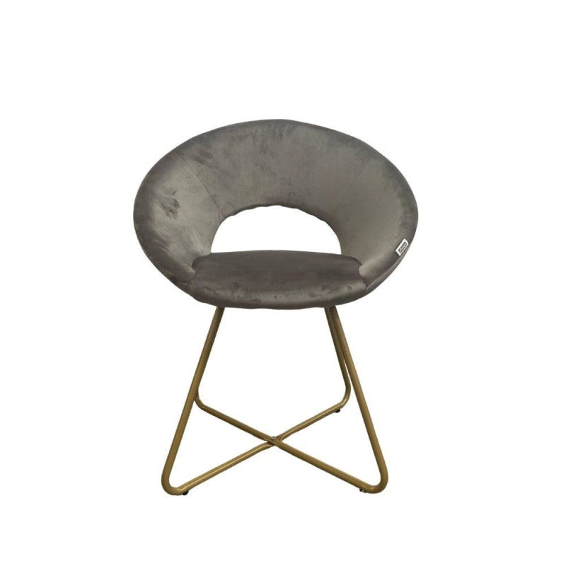 Poltroncina Etere in velluto grigio con gambe in metallo dorato set 2 pezzi