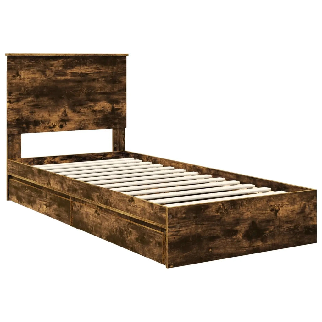 Letto con Contenitore Rovere fumé 75 x 190 cm Legno multistrato