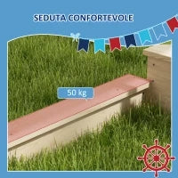 Sabbiera per Bambini 3-7 Anni con Tettuccio e Set da Cucina, in Legno di Abete, 180x103x144.5 cm