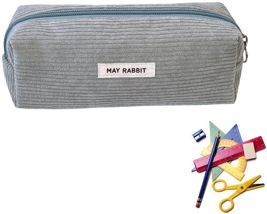 Etui estetico di corduroy, etui grigio, etui elegante per ragazze, etui casual, etui per adolescenti adulti, contenitore per penne, piccolo etui, etui per scuola (grigio)