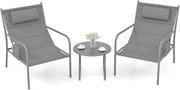 Set di 3 mobili da balcone con 2 sedie da giardino e tavolino, set di mobili da giardino in ferro e tessuto, set da giardino per balcone e terrazza