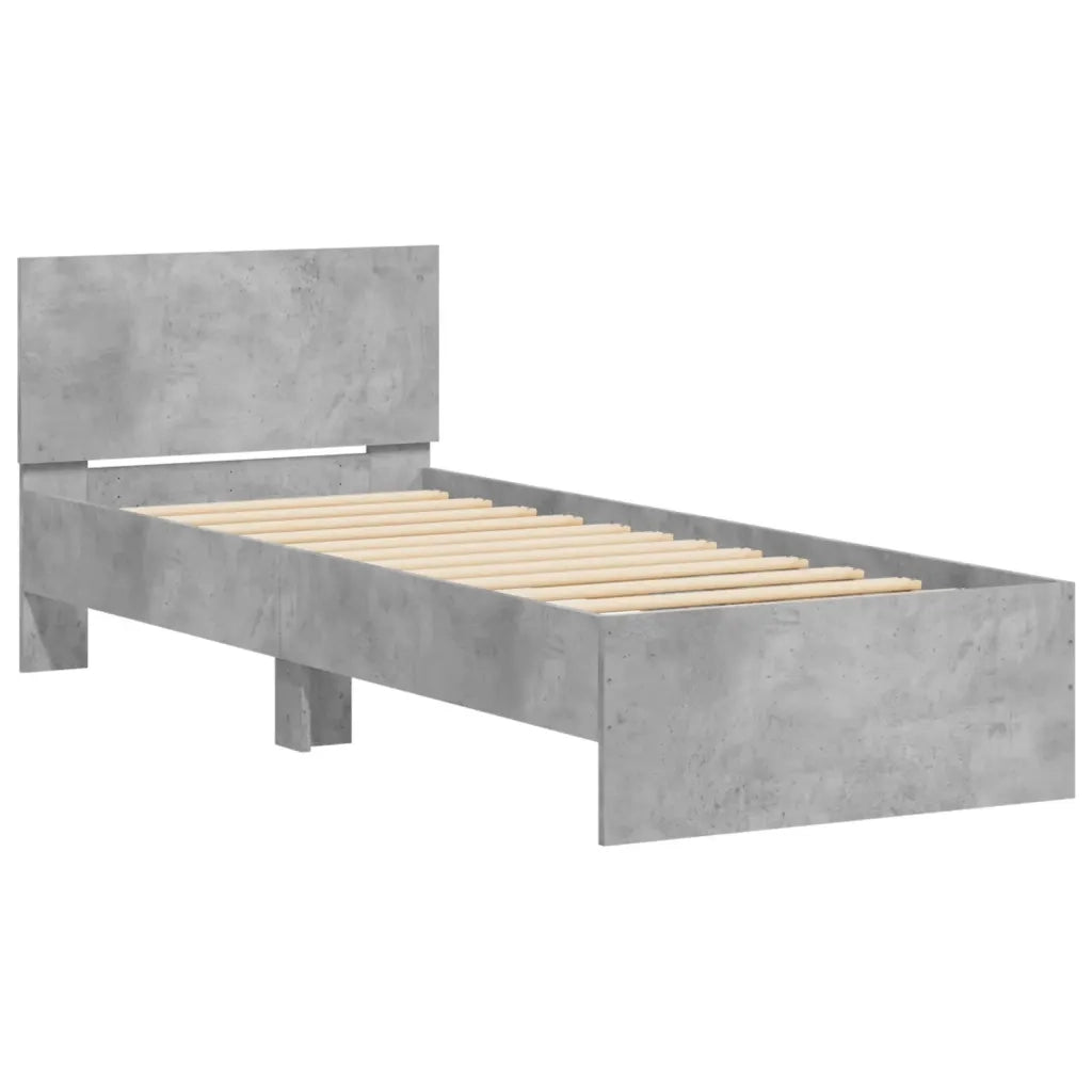 Giroletto con Testiera e LED Grigio Cemento 90x200 cm 838809