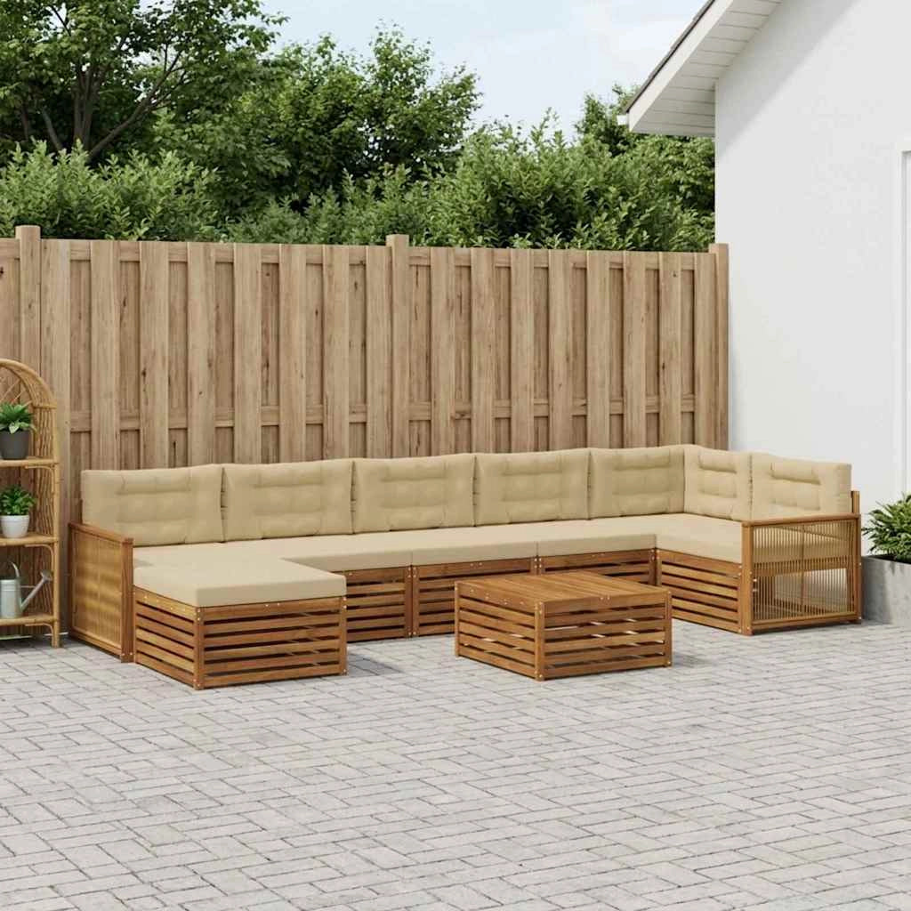 Set di divani da esterno 8 pz Naturale e Beige 3383661