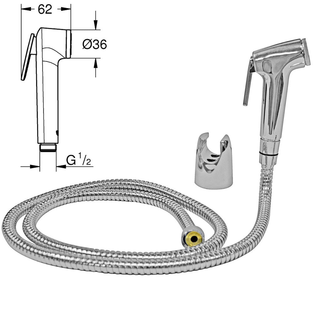 Trade Shop - Kit Idroscopino A Pulsante Laccio 1.2mt Attacco Parete Doccetta  52122 Bidet -
