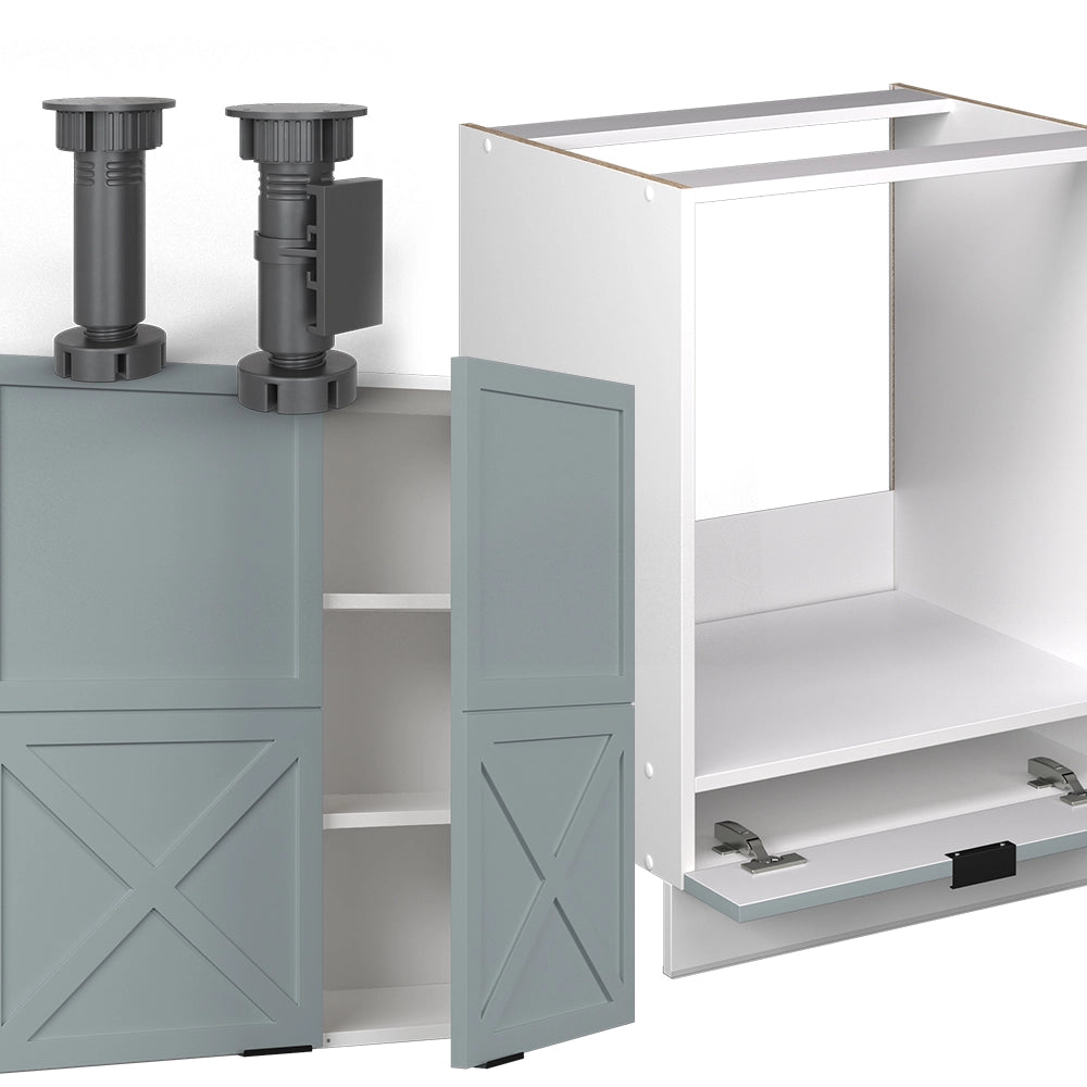 Vicco Cucina angolare completa Blu-grigio chiaro/bianco 160 x 60 cm senza piano di lavoro
