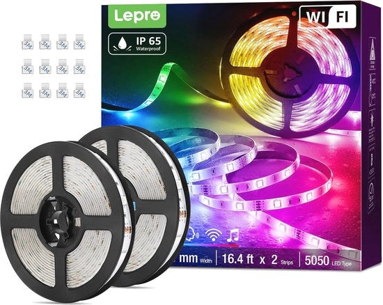 Fascia LED RGB Slimme - 10m Regolabile, Impermeabile, Compatibile con Wi-Fi, per Interno ed Esterno
