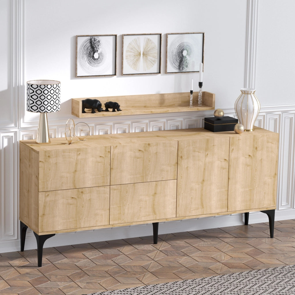 Credenza in legno "Stella" - 180 x 40 x 55 cm - Rovere Zaffiro