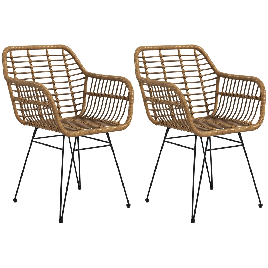 Sedia da pranzo ¨C Zephmum ¨C Naturale e nero, Rattan, 56x60x79