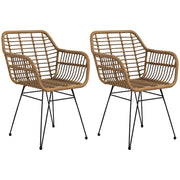 Sedia da pranzo ¨C Zephmum ¨C Naturale e nero, Rattan, 56x60x79